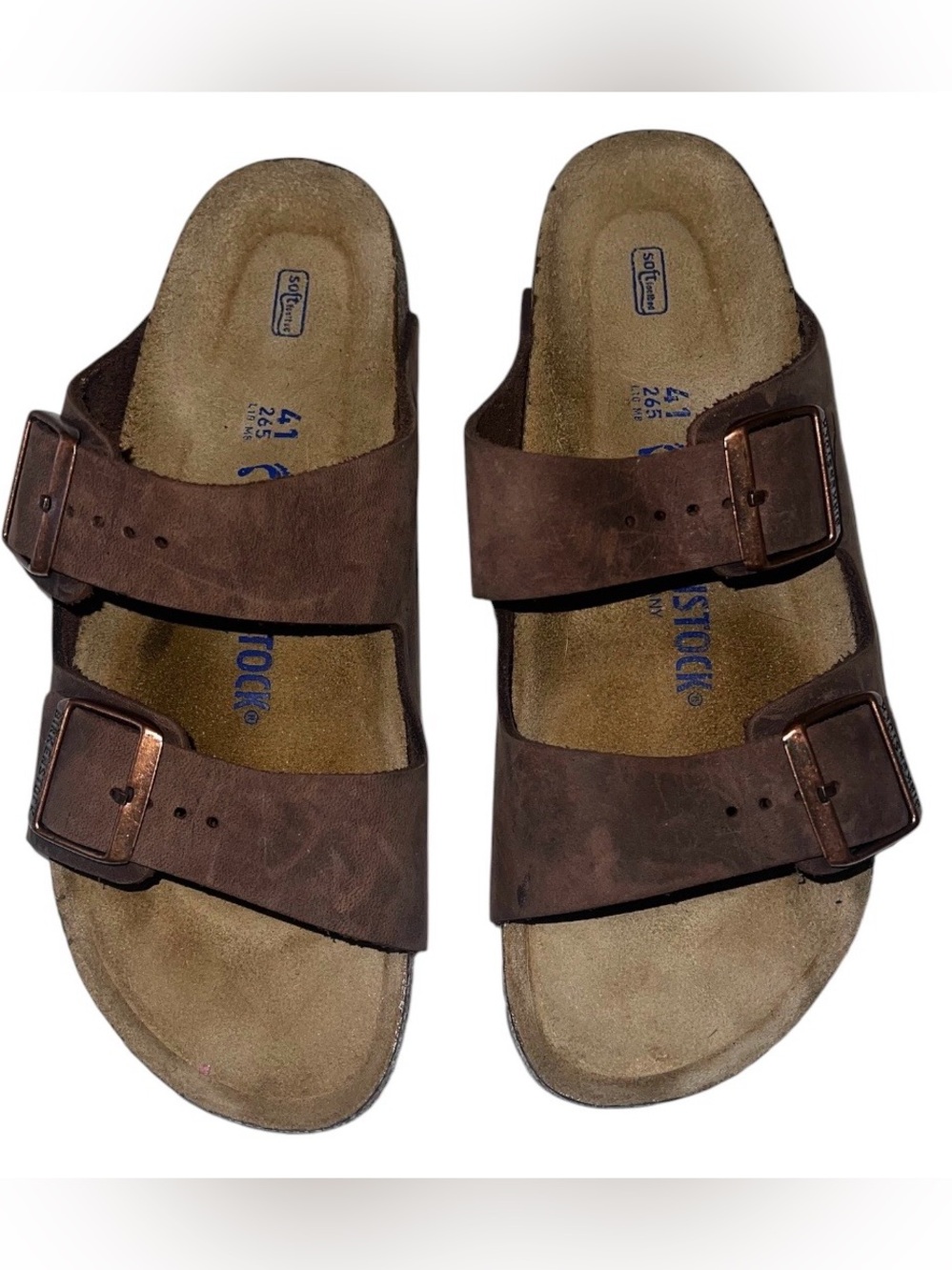 Birkenstock Arizona Suede Footbed Sandals in Mocha Brown Sz EU41